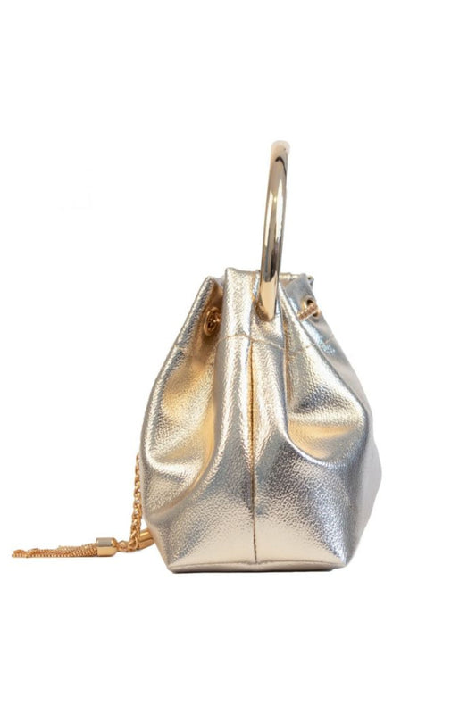 Gold Top Handle Leather Look Bag-1