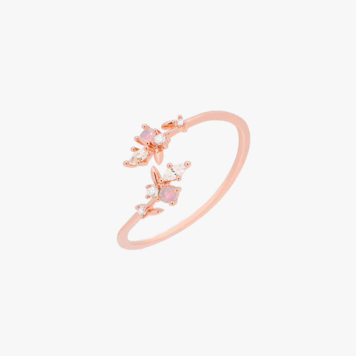 Rose quartz branch ring-6