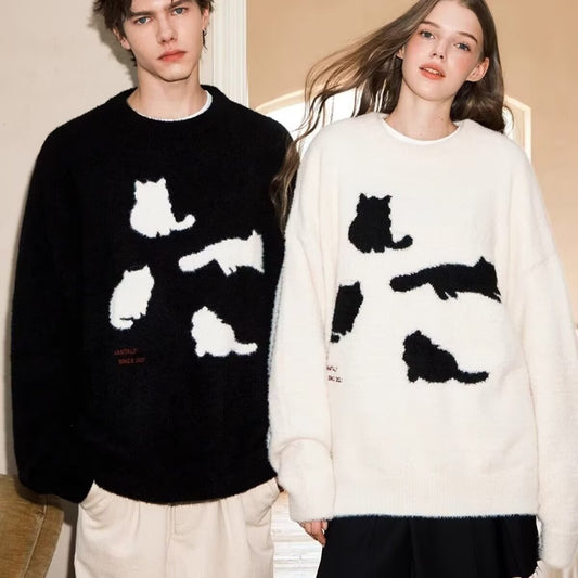 Winter Thick Mink Knit Sweater for Men Trendy Loose Knitwear, Couple's INS Hong  Lazy Fashion Sweater Coat