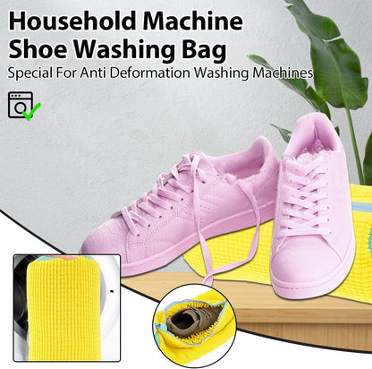 2 x Shoes Wash Bags, 39 x 19 cm, Shoes for Washing Machine, Reusable Shoe Wash Bag, Washing Machine with Brushes and Zip, Shoe Wash Bag, Padded for Travel Apartment (2 Pieces, Yellow)