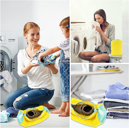 2 x Shoes Wash Bags, 39 x 19 cm, Shoes for Washing Machine, Reusable Shoe Wash Bag, Washing Machine with Brushes and Zip, Shoe Wash Bag, Padded for Travel Apartment (2 Pieces, Yellow)