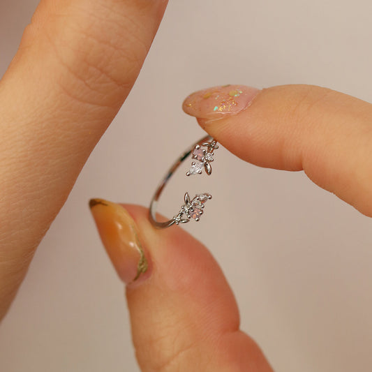 Rose quartz branch ring-1