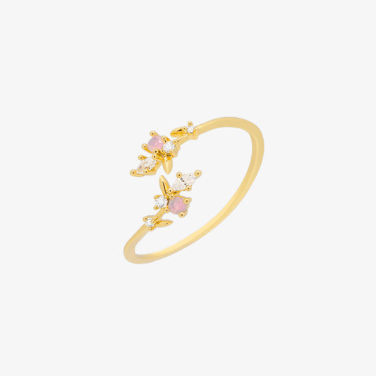 Rose quartz branch ring-0